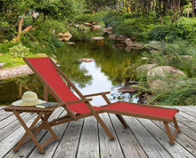 Erst-Holz 5 Varianti/Colori di Tessuti per Robusta Sedia a Sdraio particolarmente Larga V-10-500, Colore di Stoffa:Rosso