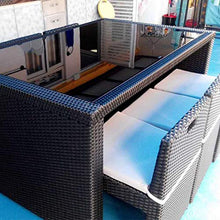 N/Z Attrezzatura Quotidiana Set di mobili per Portico da Patio 7 Pezzi Fodera per Sedia in Vimini Balcone Cortile Combinazione di Tavolo e Sedia per Esterni Terrazza Esterna Mobili in Rattan creativi