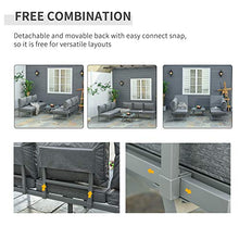 Outsunny Set con 2 Divani da Esterno con Schienale Reclinabile e 1 Tavolino da Giardino, Metallo e Poliestere, Grigio