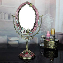 SHY Specchi per Trucco da Tavolo in Metallo, Specchio da Trucco su Un Lato Adatto per tavoli da Letto o Ripiani del Bagno - Specchio Ovale (Colore: Rosso)