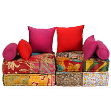Tidyard Pouf Divano Letto Modulare a 2 Posti in Tessuto Patchwork,Divano Letto Modulare a 2 Posti in Tessuto,Divano Letto 2 Posti,Divano in Tessuto,Divano Modulare