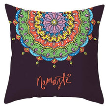 Socoz Federa Cuscino Marrone,Poliestere Modello Mandala Namaste Marrone Scuro Blu Verde Federe