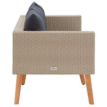 Tidyard Divano da Giardino a 2 Posti con Cuscini in Polyrattan Beige