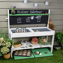 Meppi Piccola cucina da giardino in legno bianco / verde per esterni, tavolo per bambini, tavolo per bricolage