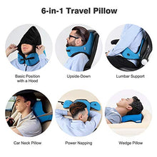 ZJM Cuscino da Viaggio, Memoria di Cotone A Forma di U Travel Office Volo Cuscino per Soddisfare Le Diverse Sleeping Postura Cuscino Portatile,Blu