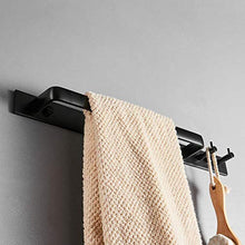 Gabriera, Portasciugamani da parete con 2 ganci, in alluminio, per bagno e cucina, 15,2 cm Nero