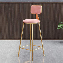 LWW Sgabelli, Bar Sgabelli Chair On-Trend Kitchen And Breakfast Sgabello con Schienale Tessuto in Velluto Rosa Europea Moderna,65 cm,65 cm