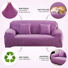 Sinoeem Copridivano in Velluto Elasticizzato 1 2 3 4 posti, Fodera per Divano con Corda Fissa (Viola Chiaro, 1 posti 90-140 cm)