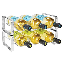mDesign Set da 2 scaffali per bottiglie di vino impilabili – Portabottiglie in metallo per 3 bottiglie ciascuno – Organizer metallo per ogni tipo di bottiglia – grigio scuro