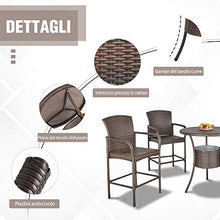 Outsunny Set 5 Pezzi Tavolino con 4 Sedie da Giardino Alte in Rattan Sintetico con Secchiello per Ghiaccio, Marrone