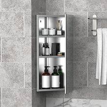 homcom Armadietto Angolare Bagno in Acciaio Anta a Specchio Chiusura Magnetica 3 Ripiani Salvaspazio 60x30x18.4cm