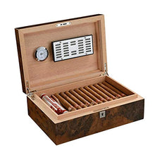 TYUIOO Desktop Cigar Humidor, Cedar & Cigar Box di stoccaggio Bene Seal Design con Vassoio e divisore Regolabile, Vetro igrometro e umidificatore Rettangolo, Tiene 25-50 Sigari