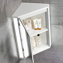 Armadietti a specchio Triangolare per Bagno in Legno Chiaro pensili angolari a Muro con Luce a Specchio (Color : Bianca, Size : 47 * 60 * 33cm)