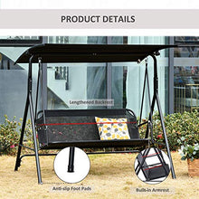 giordano shop Dondolo 3 Posti da Giardino 172x110x155 cm in Metallo e Textilene Nero