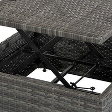 Outsunny Set Mobili da Giardino in Rattan PE, Divano 3 Posti con Tetto, Tavolino, Poggiapiedi e Cuscini, Grigio