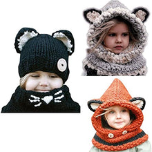ASFD Cappello Invernale per Bambini con Sciarpa Tridimensionale a Prova di Freddo per Bambini Grigio