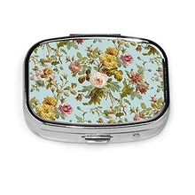 Scatola quadrata per pillole e medicine, elegante e vintage, con rose rosa, alla moda, organizer per pillole da viaggio, per integratori di vitamine
