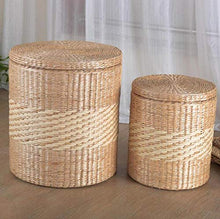 Home-life Straw Storage - Sgabello in Ecopelle Ottoman, A+b