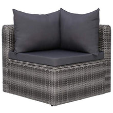 GOTOTOP 2 pz Divano Angolare da Giardino,Divano da Esterno 2 Posti,con 2 Cuscini di Seduta e 2 Cuscini per Lo Schienale,in Polyrattan,Grigio