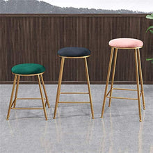 GYPPG Modern Barstools Breakfast Bistro Counter Kitchen Pub Cafe Height Footrest Velvet Round Upholstered Gold Metal Iron Legs,Max Load 200KG (Blue)