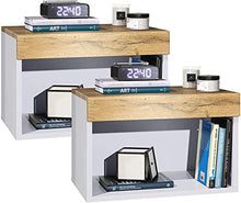 elb Due Comodini Design sospesi o a Terra. Frontali in 12 Colori a Scelta. Anche con con luci a LED. Modello Giga (Rovere Naturale)