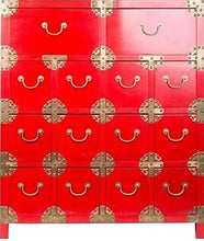 Fine Asianliving Cassettiera Cinese con 14 Cassetti Rossa