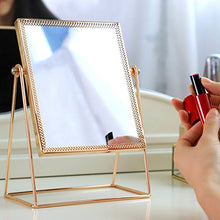 MMWYC Specchio for Il Trucco Desktop/Stile Nordico Specchio Principessa/Semplificato HD Studente Quadrato Specchio unilaterale HD/Specchio for medicazione di bellezza-Oro-17x10x23,5 cm