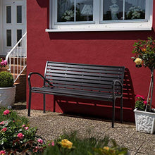 Dioche Panchina da giardino a 3 posti con schienale, 125 cm, in metallo, per esterni e terrazze, colore: nero