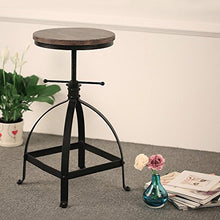 IKAYAA Sgabelli da Bar, Sgabelli da Bar Altezza Regolabile Girevole Cucina Sala Colazione Sedia Naturale Pineta Top Bar Stool, Vintage Nero