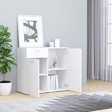 Credenza moderna con cassetto e ripiani 80 x 36 x 75 cm, mobile ausiliare con ante comò, bianco