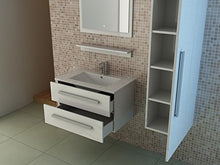 Set di mobili da bagno St. Moritz in bianco con specchio con illuminazione a LED, sensore touch soft-close, specchio e armadio Jet-Line