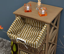 Ts-Ideen 4200 - Cassettiera in stile antico con 3 cestini in rattan, colore: Marrone
