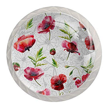 Maniglie per cassetti Manopole per cassetti Manopole rotonde Confezione da 4 per armadietto, cassetti, cassettiere, cassettiere ecc - Design composto da fiori di papavero