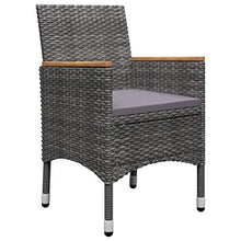 FAMIROSA Set Bistrot Giardino 3 pz Polyrattan e Vetro Temperato Grigio-8365