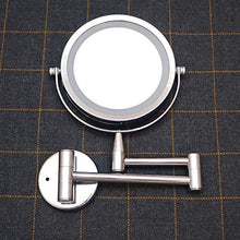 LZNAN - Specchio da trucco a LED da 6 pollici, ingrandimento 1X/5X, montaggio a parete, regolabile, doppio braccio allungabile