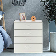 Infilm, cassettiera moderna in legno con 4 cassetti, bianco semplice e funzionale comodino per camera da letto, armadio, ingresso, corridoio, stanza dei bambini