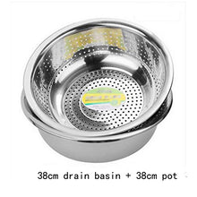 Vasetto rotondo in acciaio inox più spesso, lavabo, lavabo, lavabo, lavabo, verdure, vasi, scolapiatti, lavandino, riso, 38 cm, set da 2 pezzi