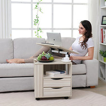 Emall Life Funzionale Comodino Comodino in Legno Regolabile con cassetti, Ruote e ripiano Aperto (Acero Bianco)