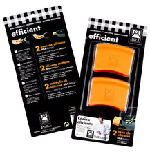 BRA Efficient- Maniglie in Silicone, 2 Pezzi, di Medie Dimensioni per il Diametro di 24-32 Cm Efficiente, Arancio