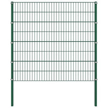 Panneau de clôture avec poteaux Fer 1,7 x 1,6 m Vert