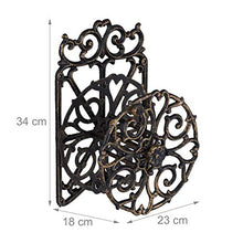 Relaxdays Supporto Porta Tubo da Parete, Design Antico, Girevole, da Giardino, in Ghisa HxLxP: 34 x 23 x 18 cm, Nero-Oro