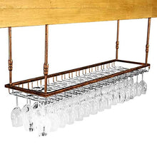 JHGJBJ Hanging Supporto del Vino di Vetro, Stabile soffitto Ferro Appeso Rack di stoccaggio Bicchiere di Vino battuto, Regolabile in Altezza: 30-60cm (90x35cm) (Color : Brown)