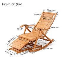 Iyom Sedia Zero Gravity, Chaise Longue, Sedia reclinabile da Esterno Sedia a Dondolo in bambù con poggiapiedi, bracciolo e Morbido Cuscino, Sedia Lounge utilizzata in Giardini, Piscine Prati