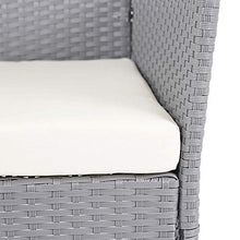 Mendler Salottino da Esterno Giardino HWC-D82 polyrattan Grigio con Cuscini Avorio