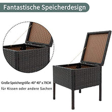 SUFUBAI - Set da 3 pezzi, in rattan intrecciato con mobili da giardino con 2 sedie e 1 tavolino da caffè con contenitore per giardino, veranda