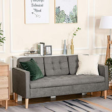 homcom Divano 3 Posti Moderno in Tessuto Grigio con Vano Contenitore e Design Scandinavo, Grigio, 166.5x62x82cm