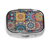 Scatola quadrata per pillole medicinali Boho Piastrelle Set Interni Blu Moda Organizzatore Pillola Viaggio Pill Case Dispenser per Vitamine Integratori