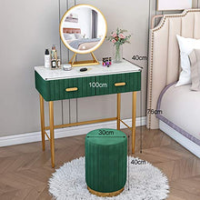 ZRN Tavolo da Trucco Set da toeletta Moderno, Tavolo da Trucco con Specchio Illuminato e Sgabello Imbottito, tavolino da toeletta in Marmo per Camera da Letto con 2 cassetti
