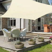 MEEYI Vela Rettangolare 2X2.5m Vela Rettangolare Anti-UV 95% Impermeabile & Protezione Solare Antivento & Resistente a Strappi per Giardino Cortile Piscine, Beige-Bianco