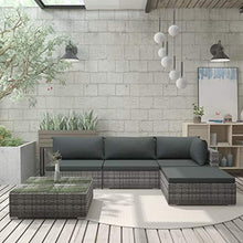 Festnight Set Divani da Giardino, Set Divano Esterno 5 pz con Cuscini in Polyrattan Grigio - Arredi Casa